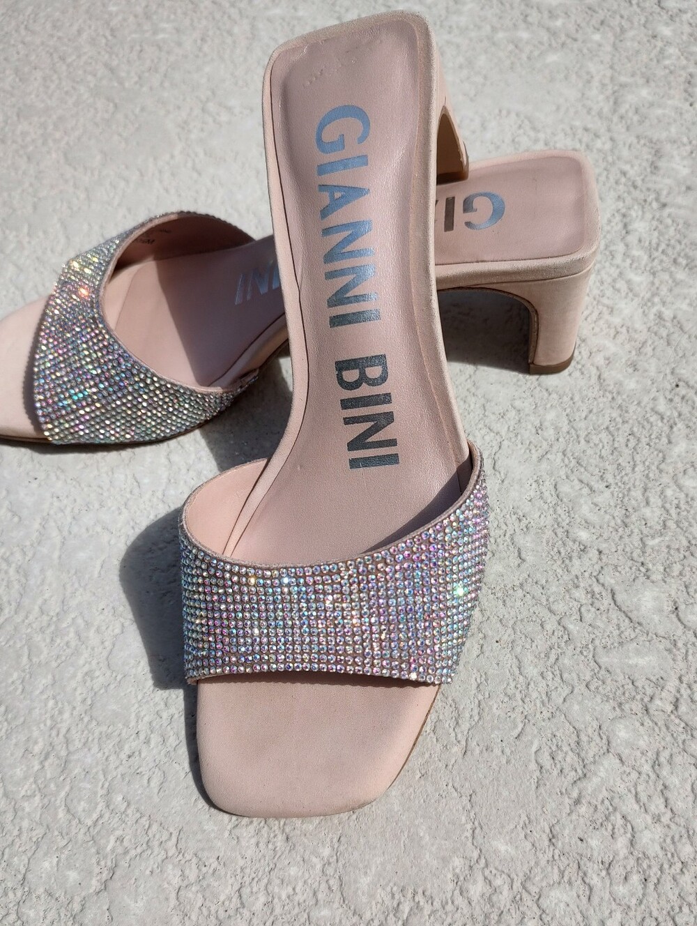 Gianni Bini Rhinestone Slide Kitten Heel SANDAL